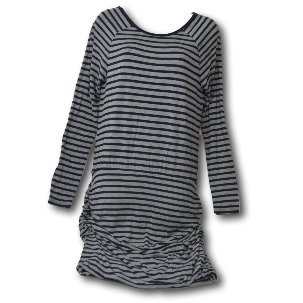 Banana Republic Womens Striped T-Shirt Dress Grey Navy Long Sleeve Size S